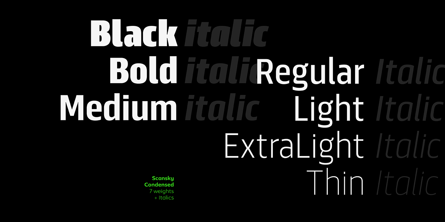 Пример шрифта Scansky Condensed Black
